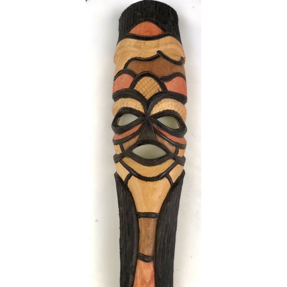 Hand Carved Wooden Mask Wall‎ Hanging Decor - Picture 1 of 4